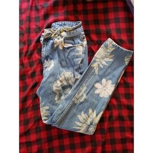 Floral Print Jeans